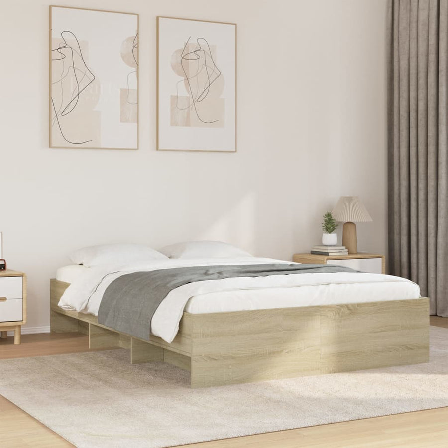 Bedframe bewerkt hout sonoma eikenkleurig 120x190 cm