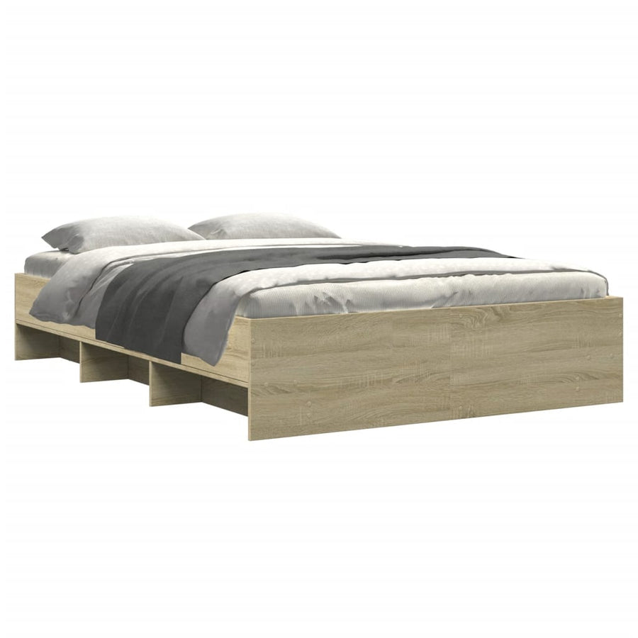Bedframe bewerkt hout sonoma eikenkleurig 120x190 cm