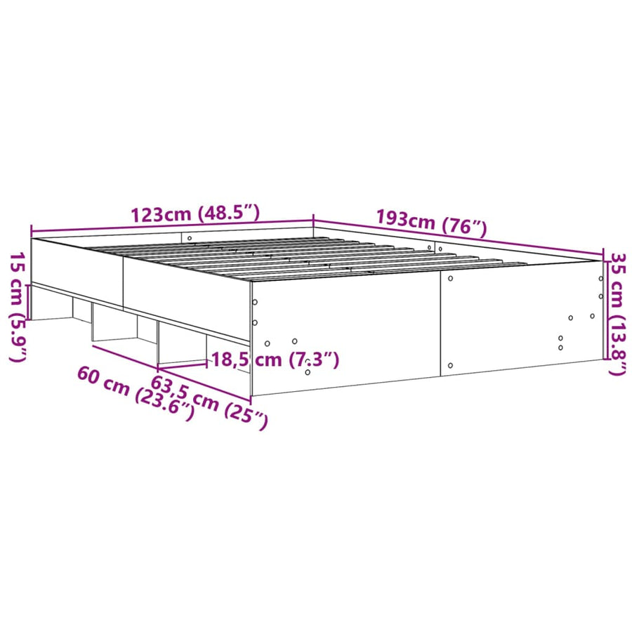 Bedframe bewerkt hout sonoma eikenkleurig 120x190 cm