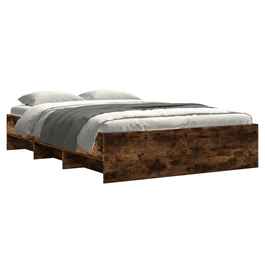 Bedframe bewerkt hout gerookt eikenkleurig 120x190 cm