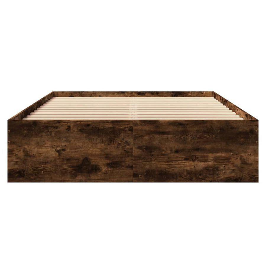 Bedframe bewerkt hout gerookt eikenkleurig 120x190 cm