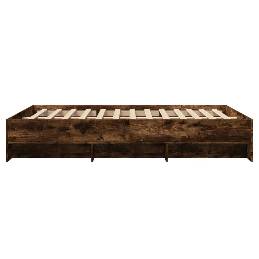 Bedframe bewerkt hout gerookt eikenkleurig 120x190 cm
