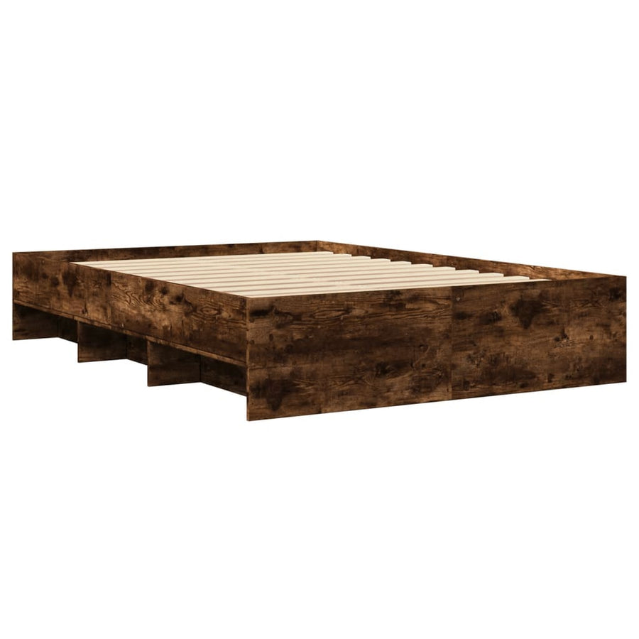 Bedframe bewerkt hout gerookt eikenkleurig 120x190 cm