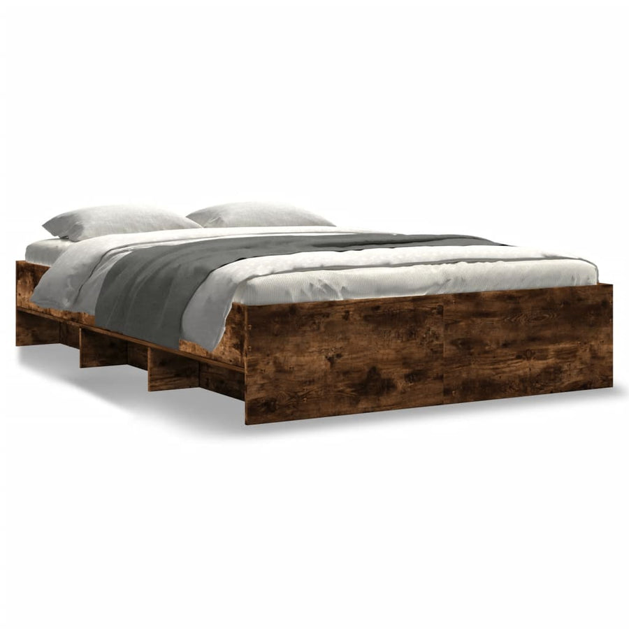 Bedframe bewerkt hout gerookt eikenkleurig 120x190 cm