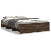Bedframe 120x190 cm bewerkt hout bruin eikenkleur