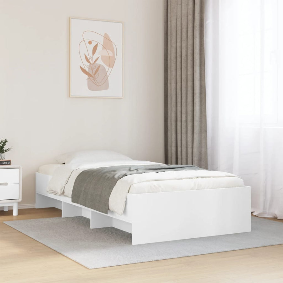 Bedframe bewerkt hout wit 90x190 cm
