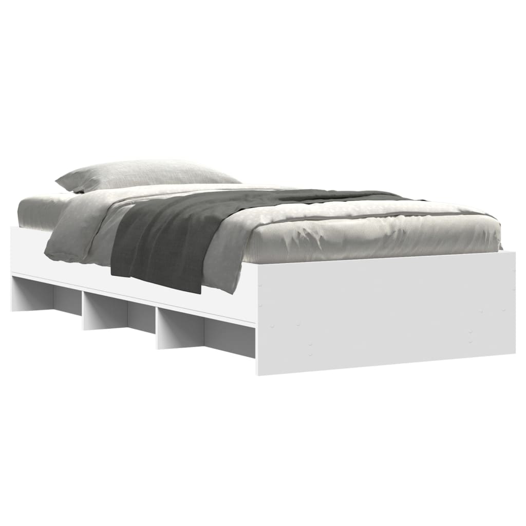 Bedframe bewerkt hout wit 90x190 cm