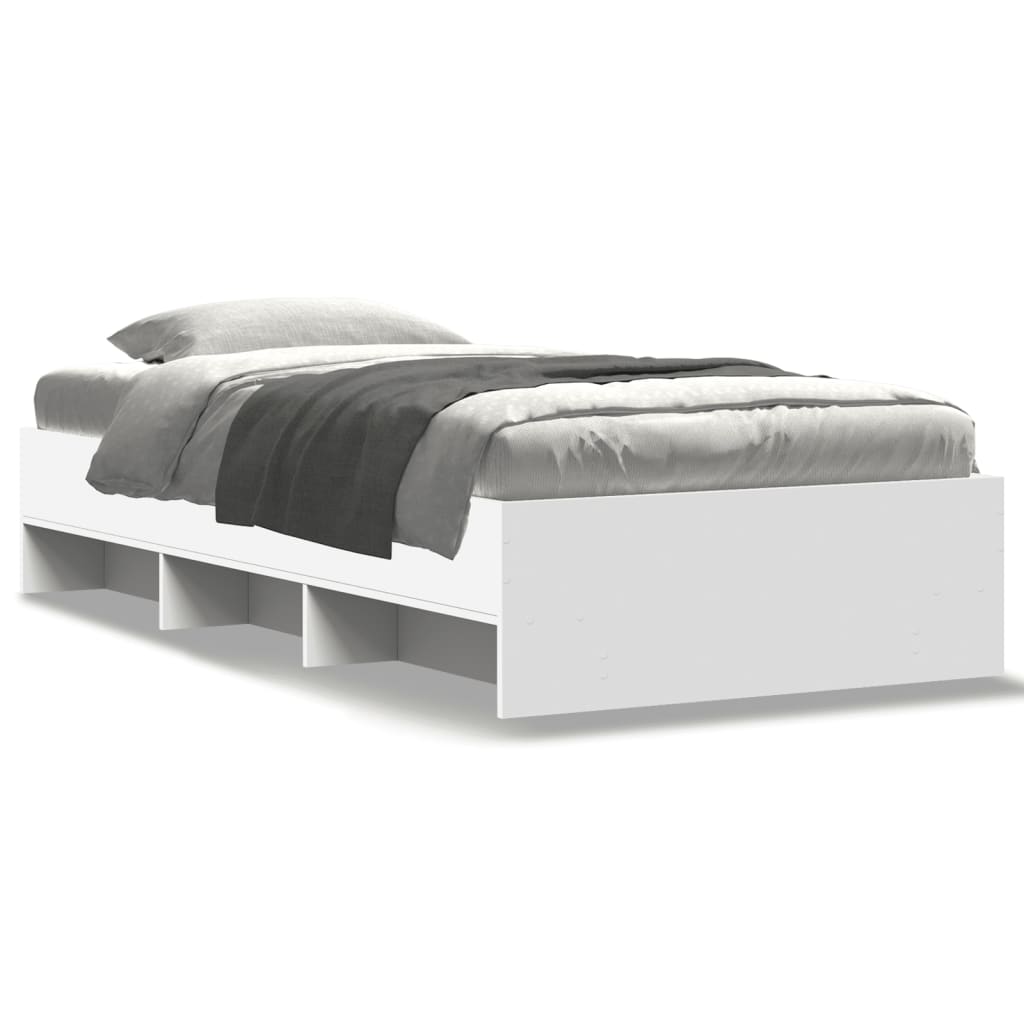Bedframe bewerkt hout wit 90x190 cm