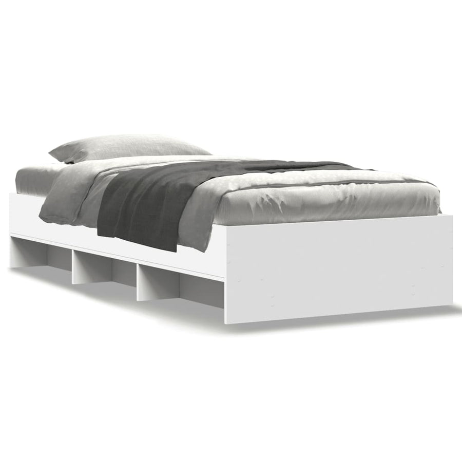 Bedframe bewerkt hout wit 90x190 cm