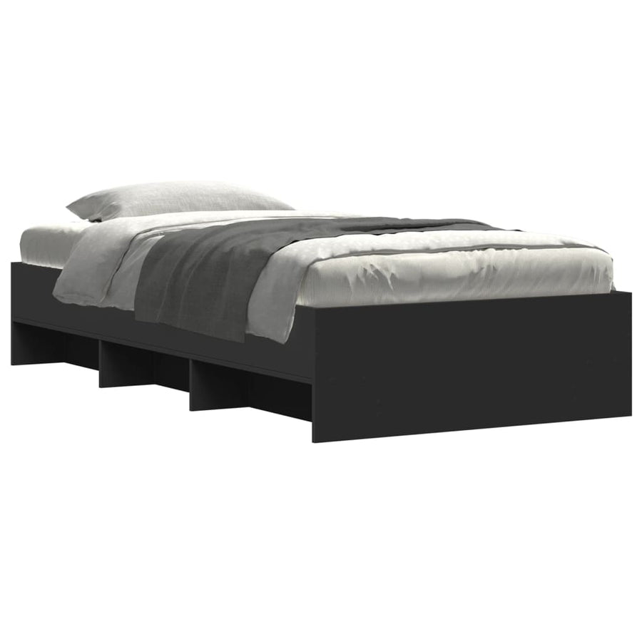 Bedframe bewerkt hout zwart 90x190 cm
