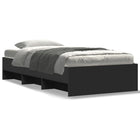 Black carved wooden bed frame 90x190 cm