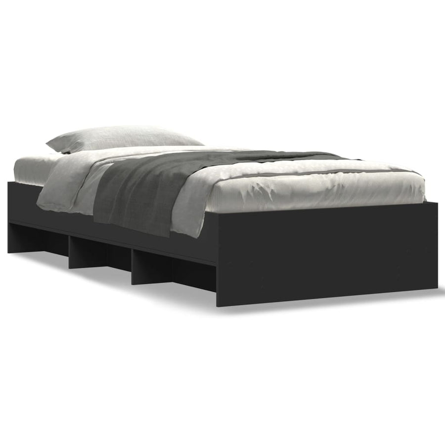 Bedframe bewerkt hout zwart 90x190 cm