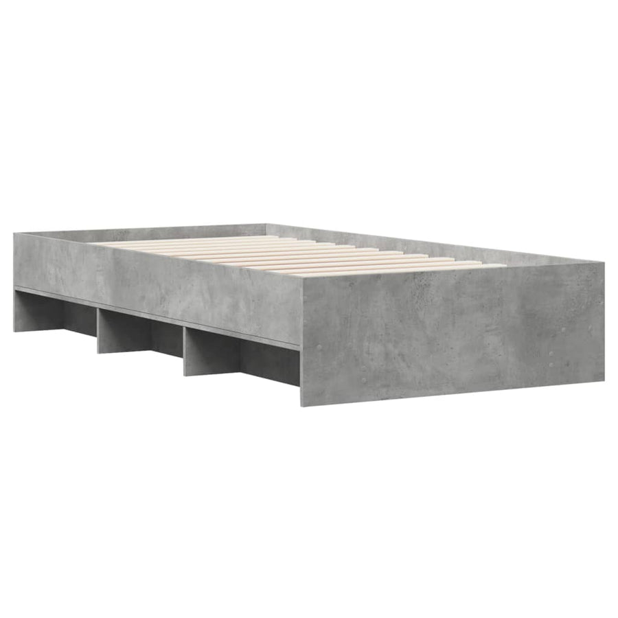Bedframe bewerkt hout betongrijs 90x190 cm