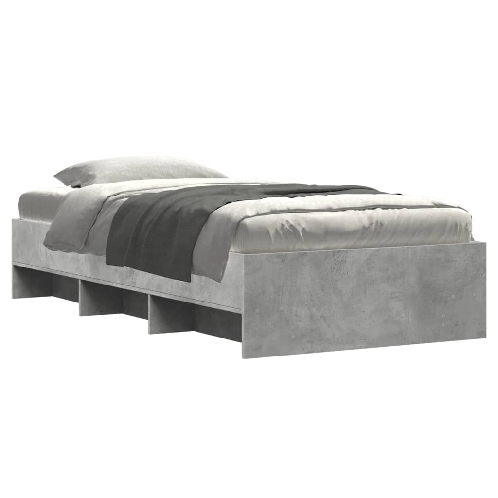 Bedframe bewerkt hout betongrijs 90x190 cm