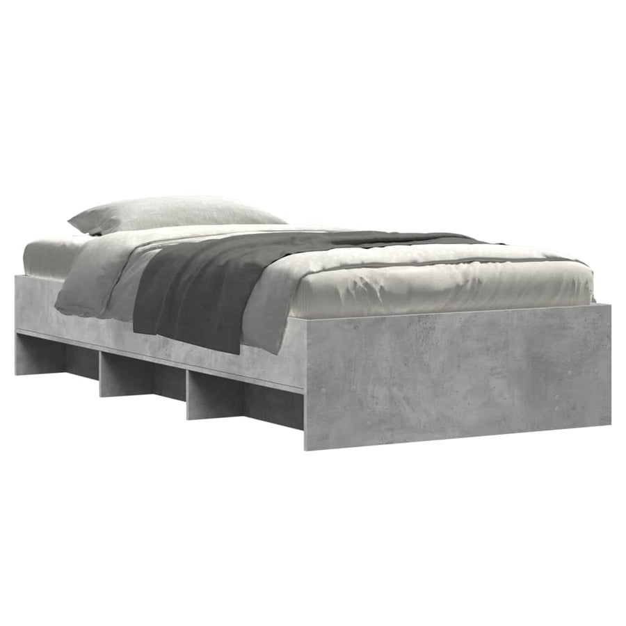Bedframe bewerkt hout betongrijs 90x190 cm