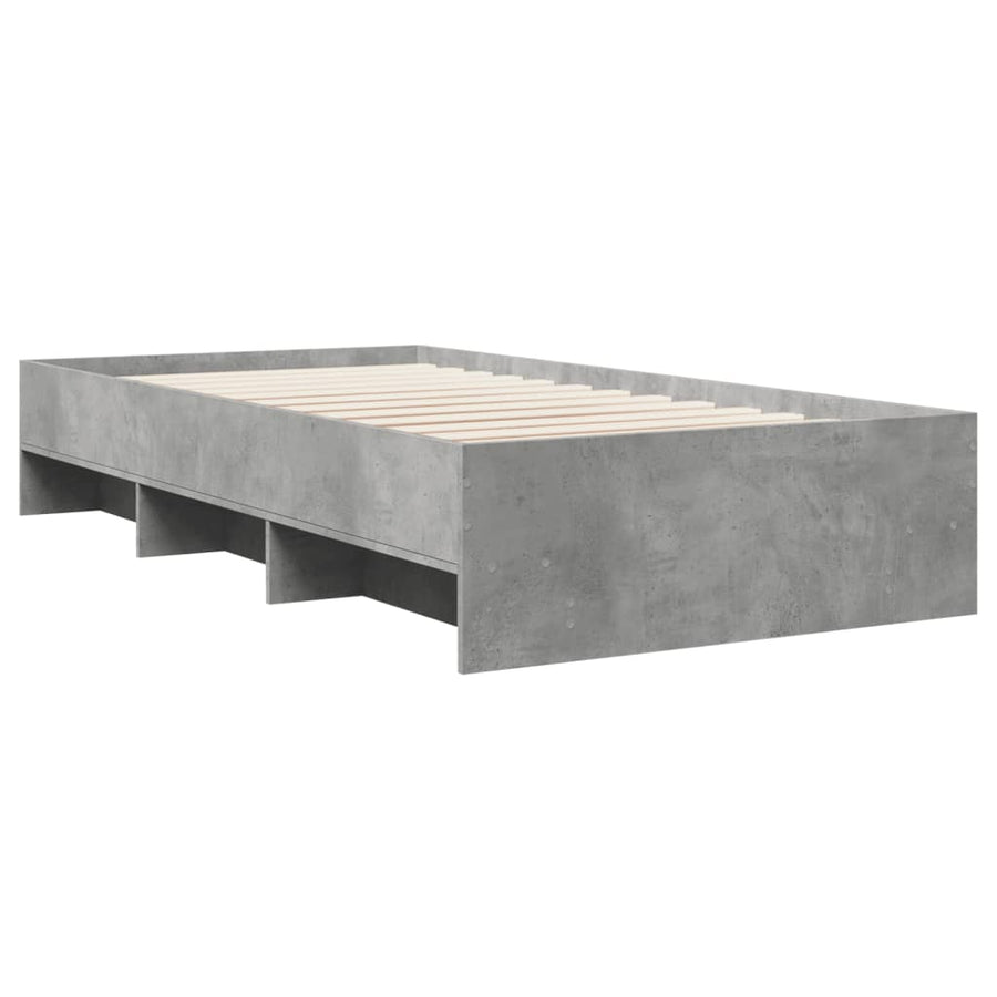 Bedframe bewerkt hout betongrijs 90x190 cm