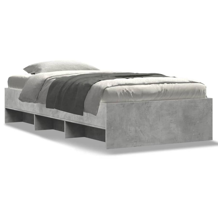 Bedframe bewerkt hout betongrijs 90x190 cm