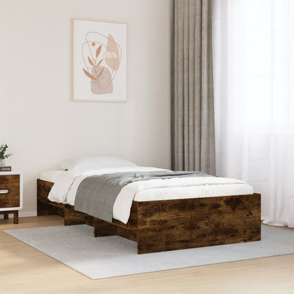Bedframe bewerkt hout gerookt eikenkleurig 90x190 cm