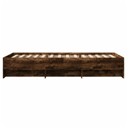 Bedframe bewerkt hout gerookt eikenkleurig 90x190 cm