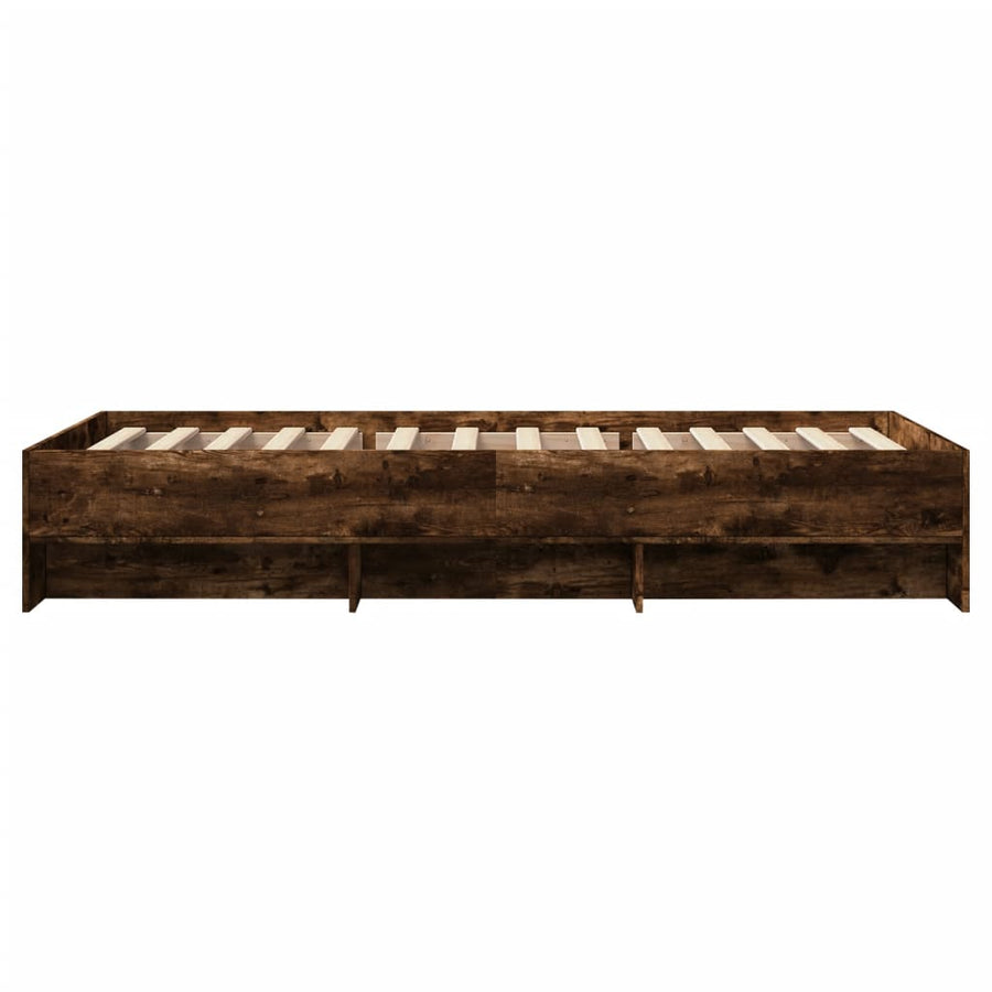 Bedframe bewerkt hout gerookt eikenkleurig 90x190 cm