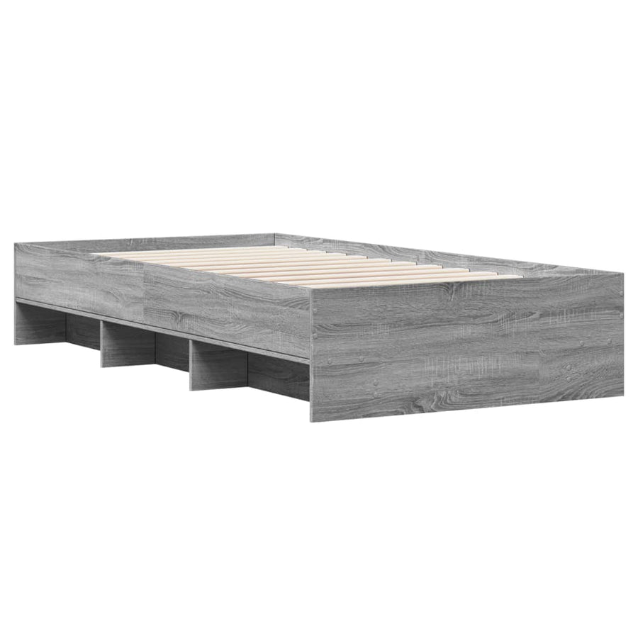Bedframe bewerkt hout grijs sonoma eikenkleurig 90x190 cm