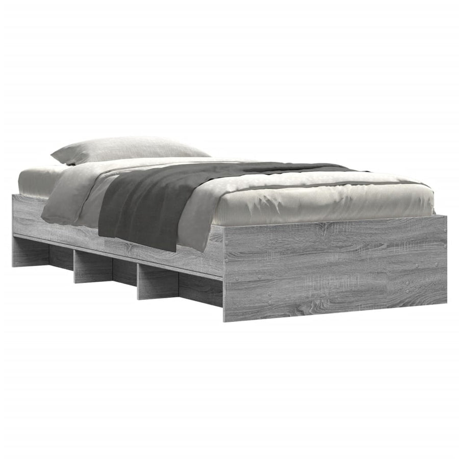 Bedframe bewerkt hout grijs sonoma eikenkleurig 90x190 cm