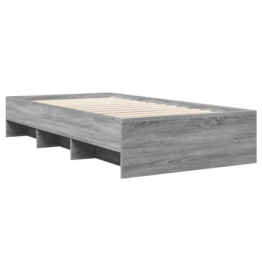 Bedframe bewerkt hout grijs sonoma eikenkleurig 90x190 cm
