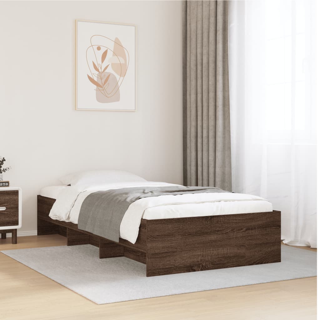 Bedframe bewerkt hout bruin eikenkleur 90x190 cm