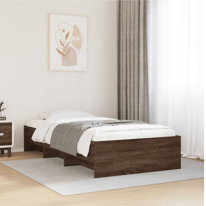 Bedframe bewerkt hout bruin eikenkleur 90x190 cm