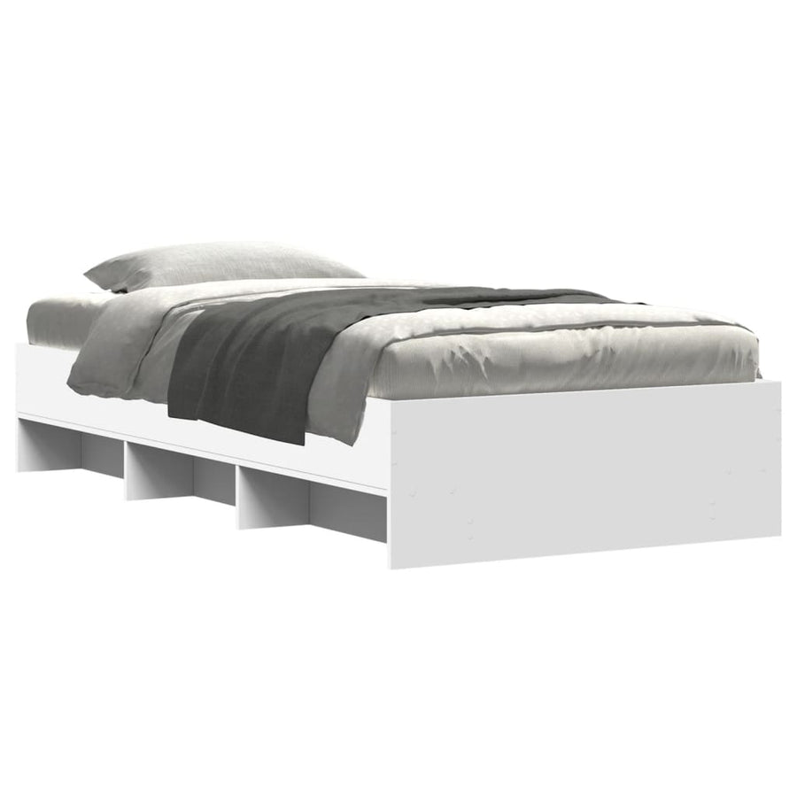 Bedframe bewerkt hout wit 75x190 cm