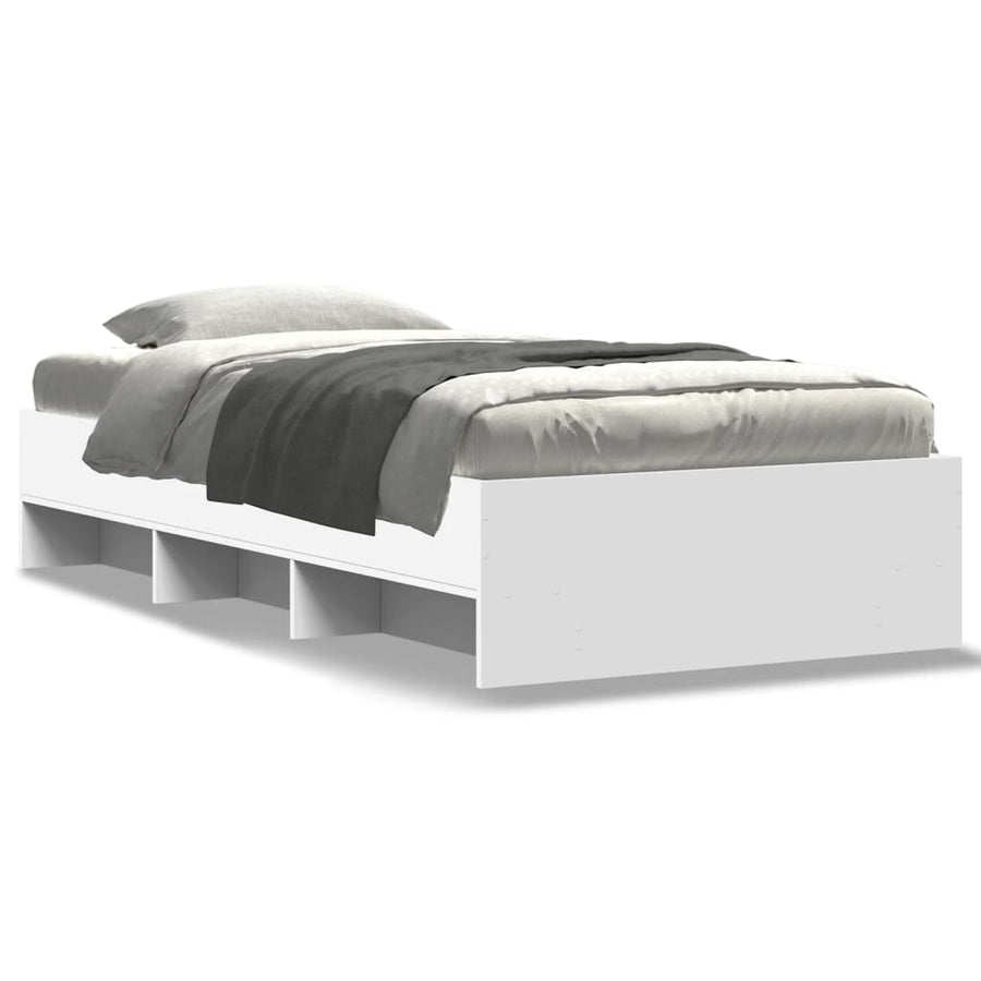 Bedframe bewerkt hout wit 75x190 cm