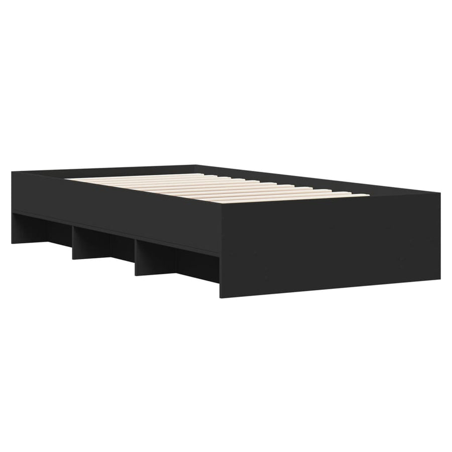 Bedframe bewerkt hout zwart 75x190 cm
