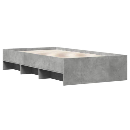 Bedframe bewerkt hout betongrijs 75x190 cm