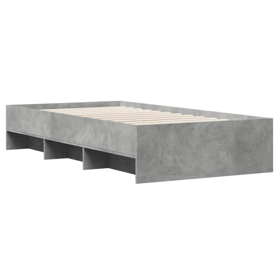 Bedframe bewerkt hout betongrijs 75x190 cm