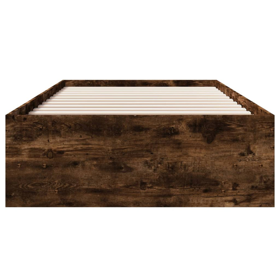Bedframe bewerkt hout gerookt eikenkleurig 75x190 cm