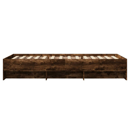 Bedframe bewerkt hout gerookt eikenkleurig 75x190 cm