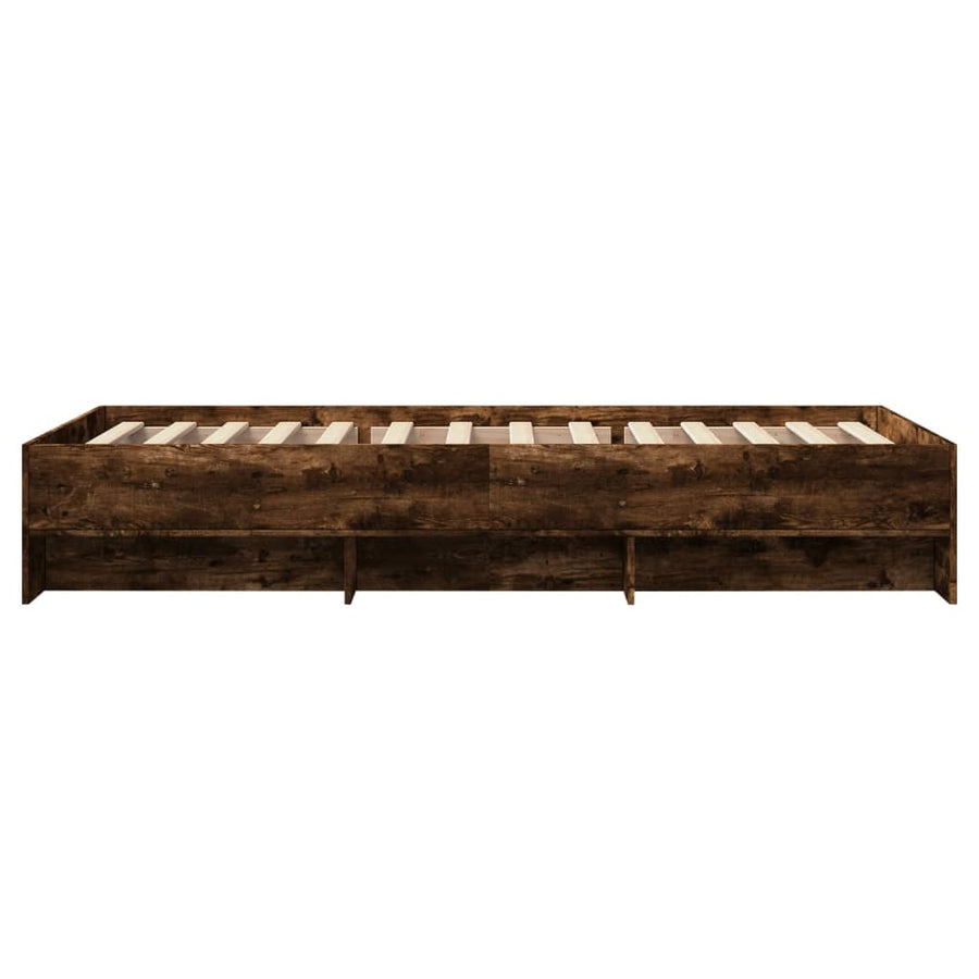 Bedframe bewerkt hout gerookt eikenkleurig 75x190 cm
