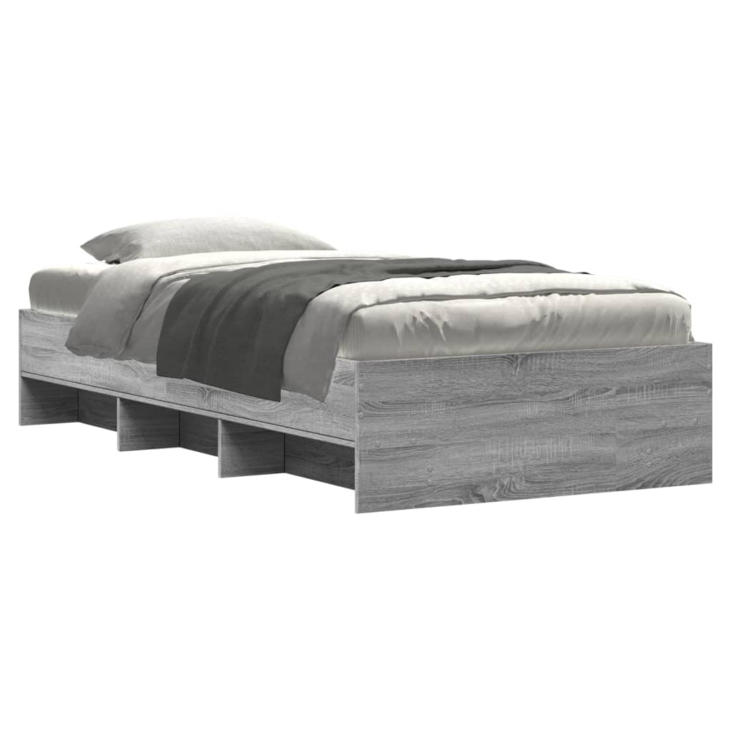 Bedframe bewerkt hout grijs sonoma eikenkleurig 75x190 cm