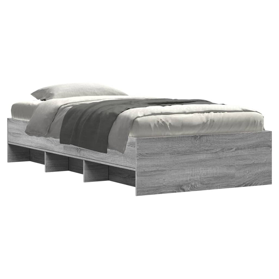 Bedframe bewerkt hout grijs sonoma eikenkleurig 75x190 cm