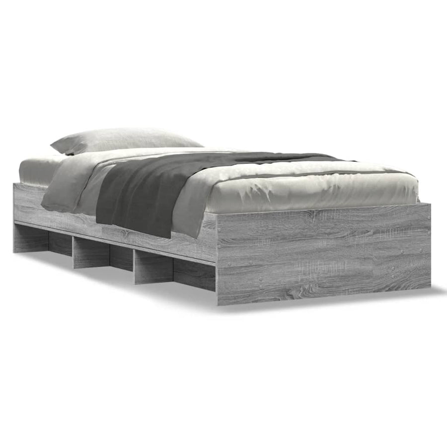 Bedframe bewerkt hout grijs sonoma eikenkleurig 75x190 cm