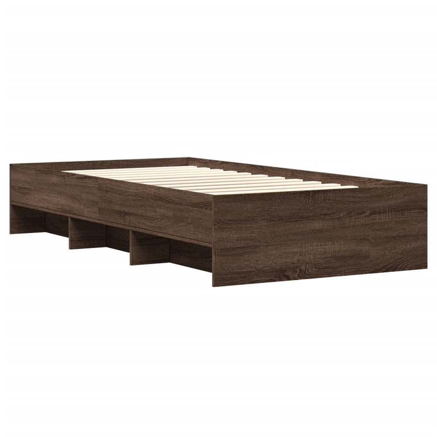 Bedframe bewerkt hout bruin eikenkleur 75x190 cm