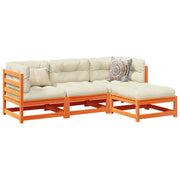 Loungeset 4-delig massief grenenhout wasbruin