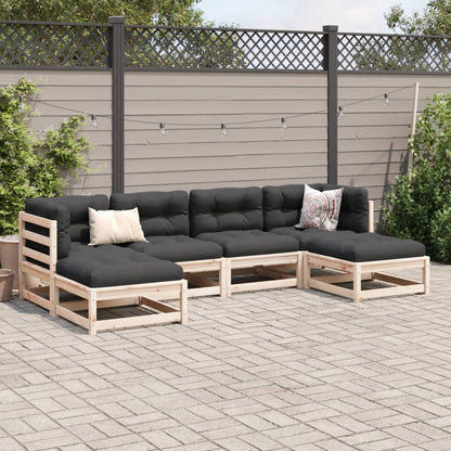6-delige Loungeset met kussens massief grenenhout