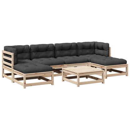 7-delige Loungeset met kussens massief grenenhout