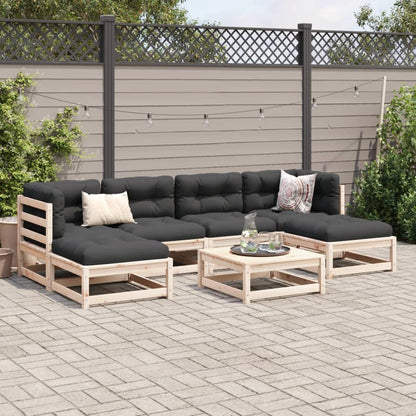 7-delige Loungeset met kussens massief grenenhout