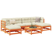 Loungeset 7-delig massief grenenhout wasbruin