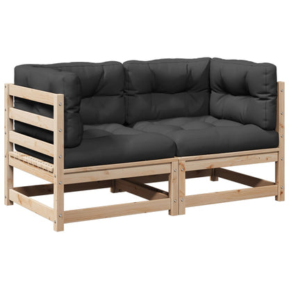 2-delige Loungeset met kussens massief grenenhout