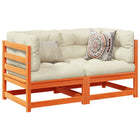 Loungeset 2-delig massief grenenhout wasbruin
