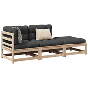 Loungeset 3-delig massief grenenhout antraciet kussens