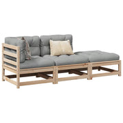 Loungeset 3-delig massief grenenhout met kussens